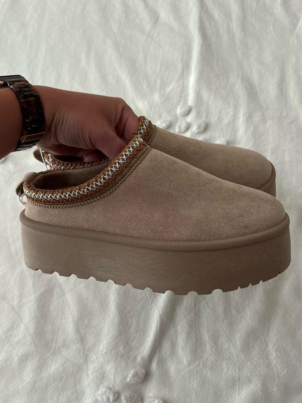 Beige Platform Slip-On Women’s Shoe/Slipper